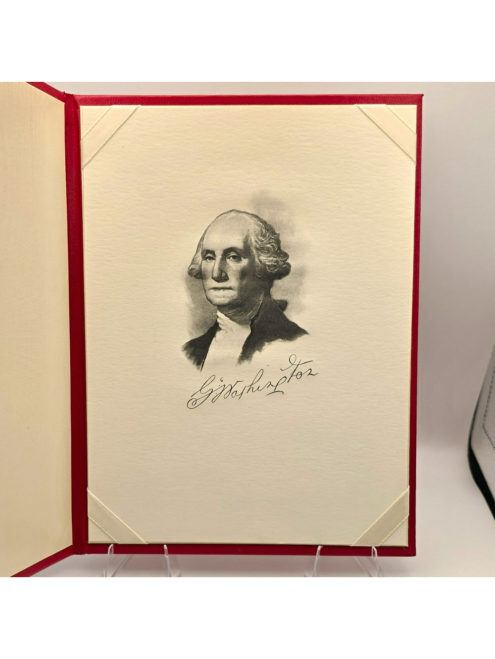 George Washington Red Presentation Folder Folio w/ US Seal Portrait Signature